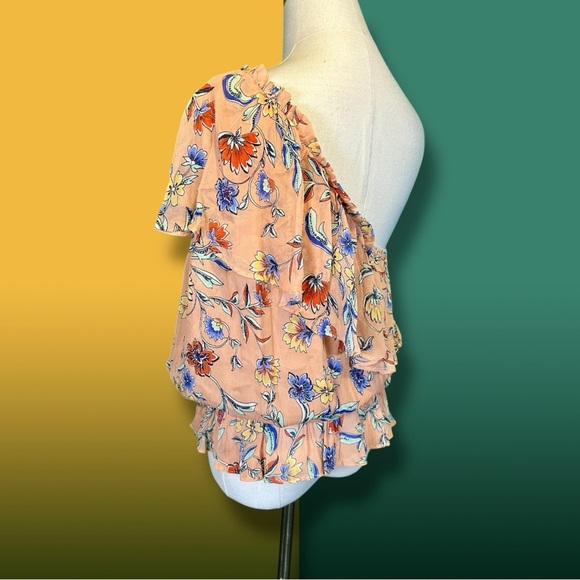NWT Ramy Brook ‘Aurora’ Poppy Jardin print One-Shoulder Top in Pink “Pojar” Sz L - Picture 9 of 15